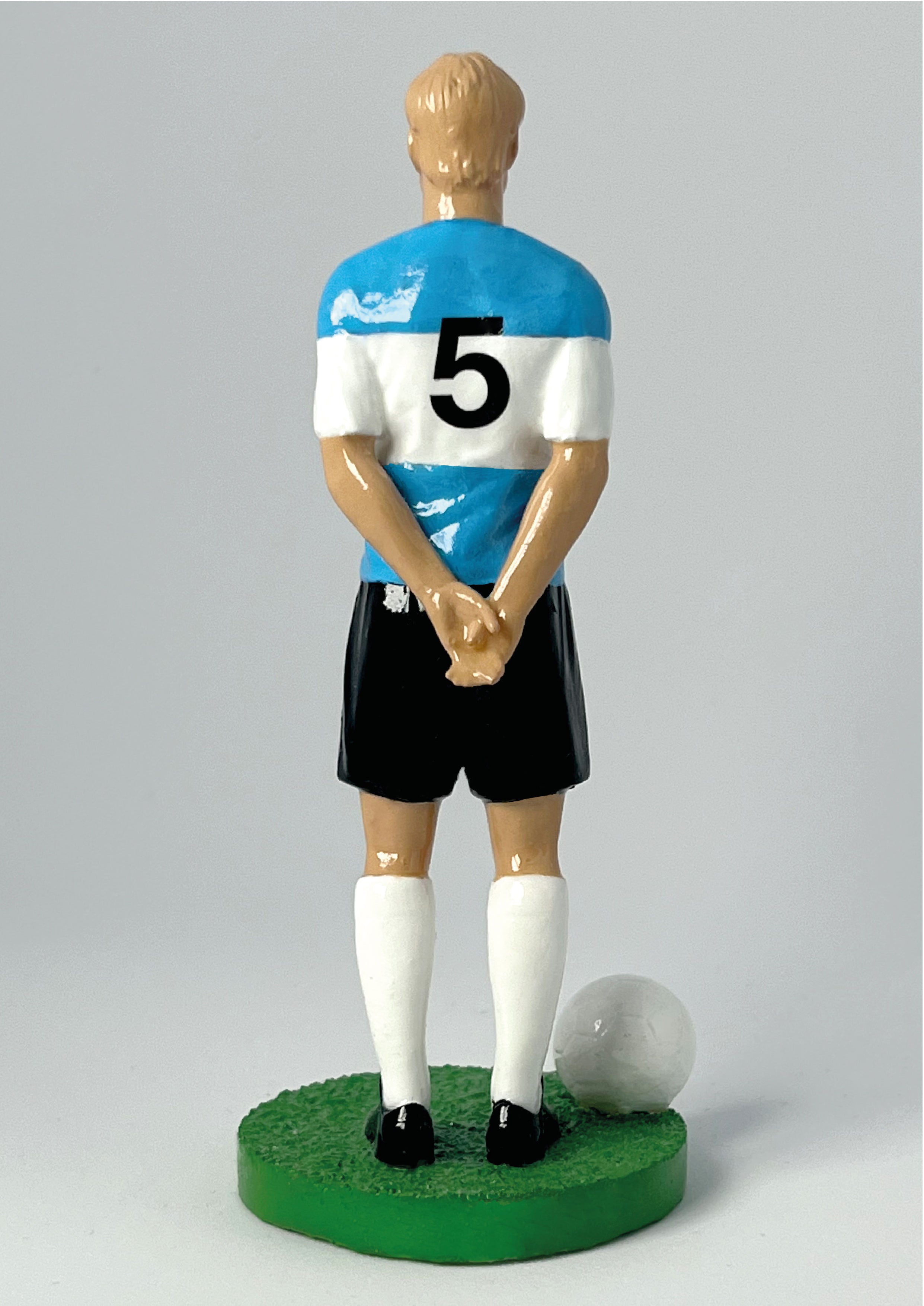 Figurine de collection Match Day FC équipe d'Argentine, maillot rayé bleu ciel et blanc, vue de dos.
