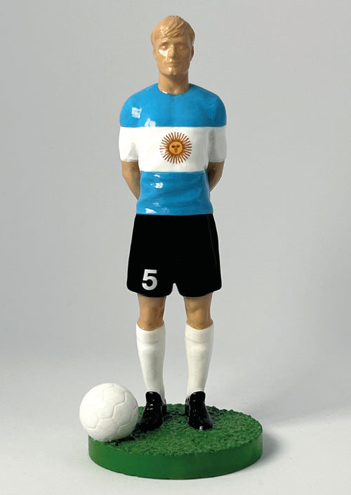 Figurine de collection Match Day FC équipe d'Argentine, maillot rayé bleu ciel et blanc, gros plan de face.