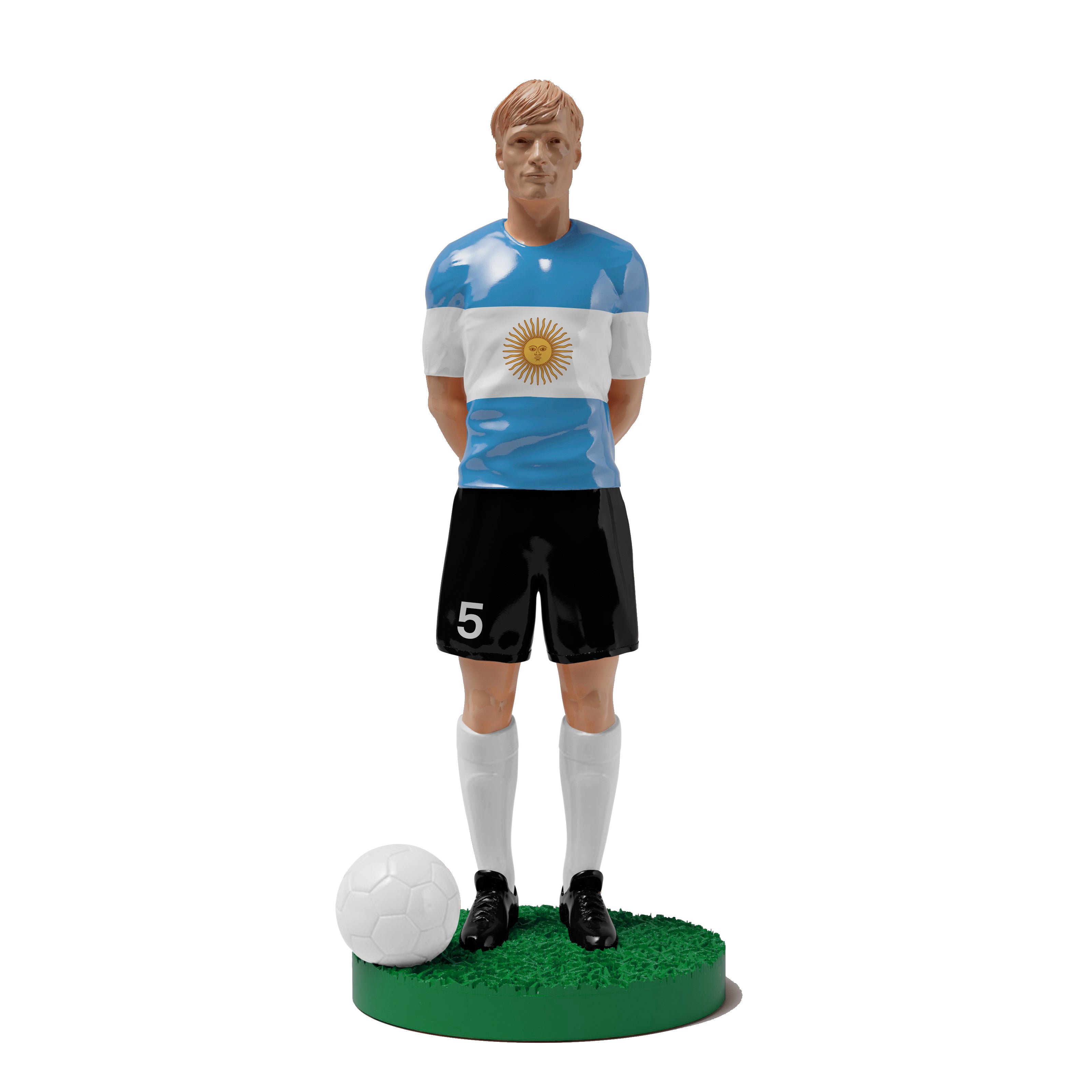 Figurine de collection Match Day FC équipe d'Argentine, maillot rayé bleu ciel et blanc, vue de face.