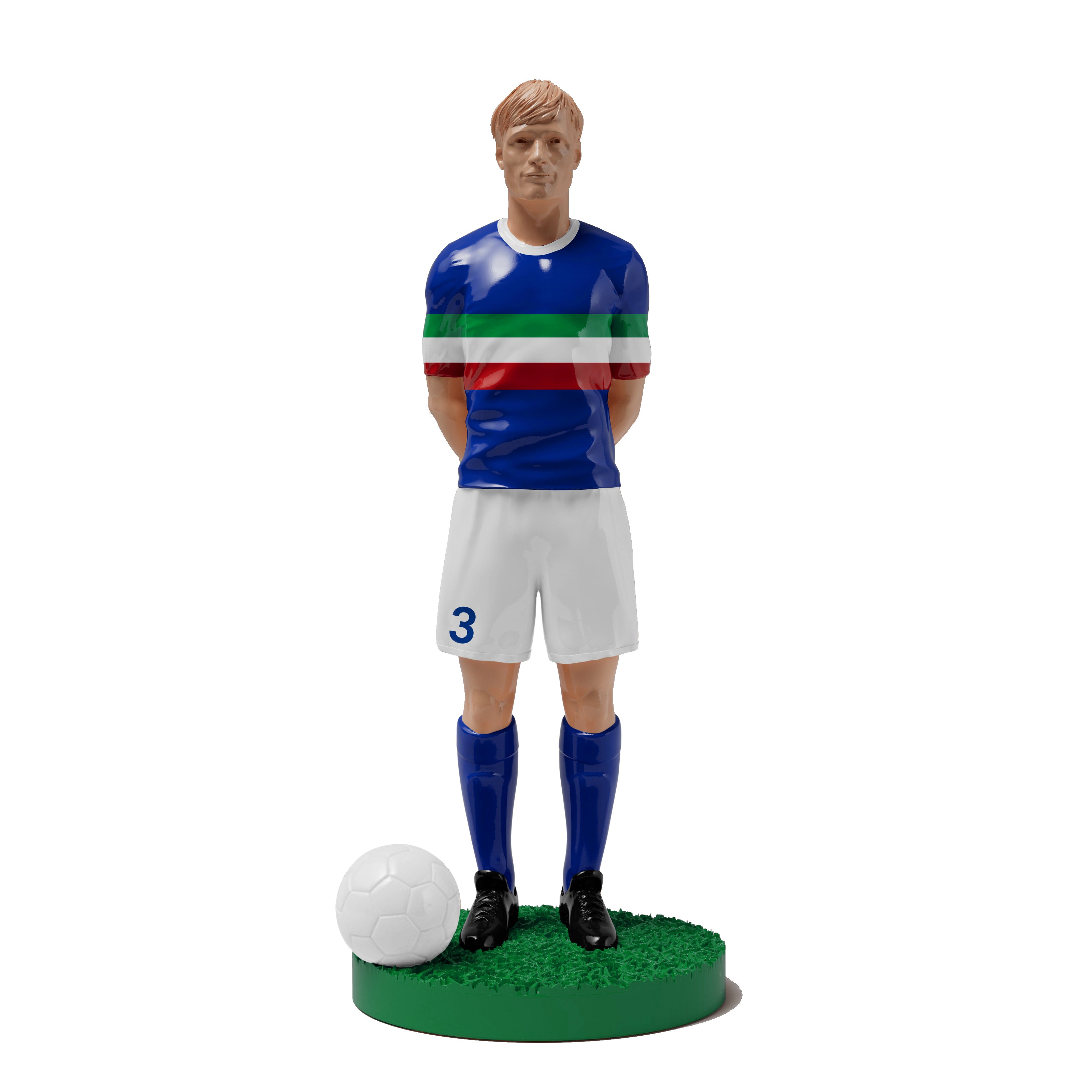 Figurine de collection Match Day FC équipe d'Italie, maillot bleu azur, vue de face.