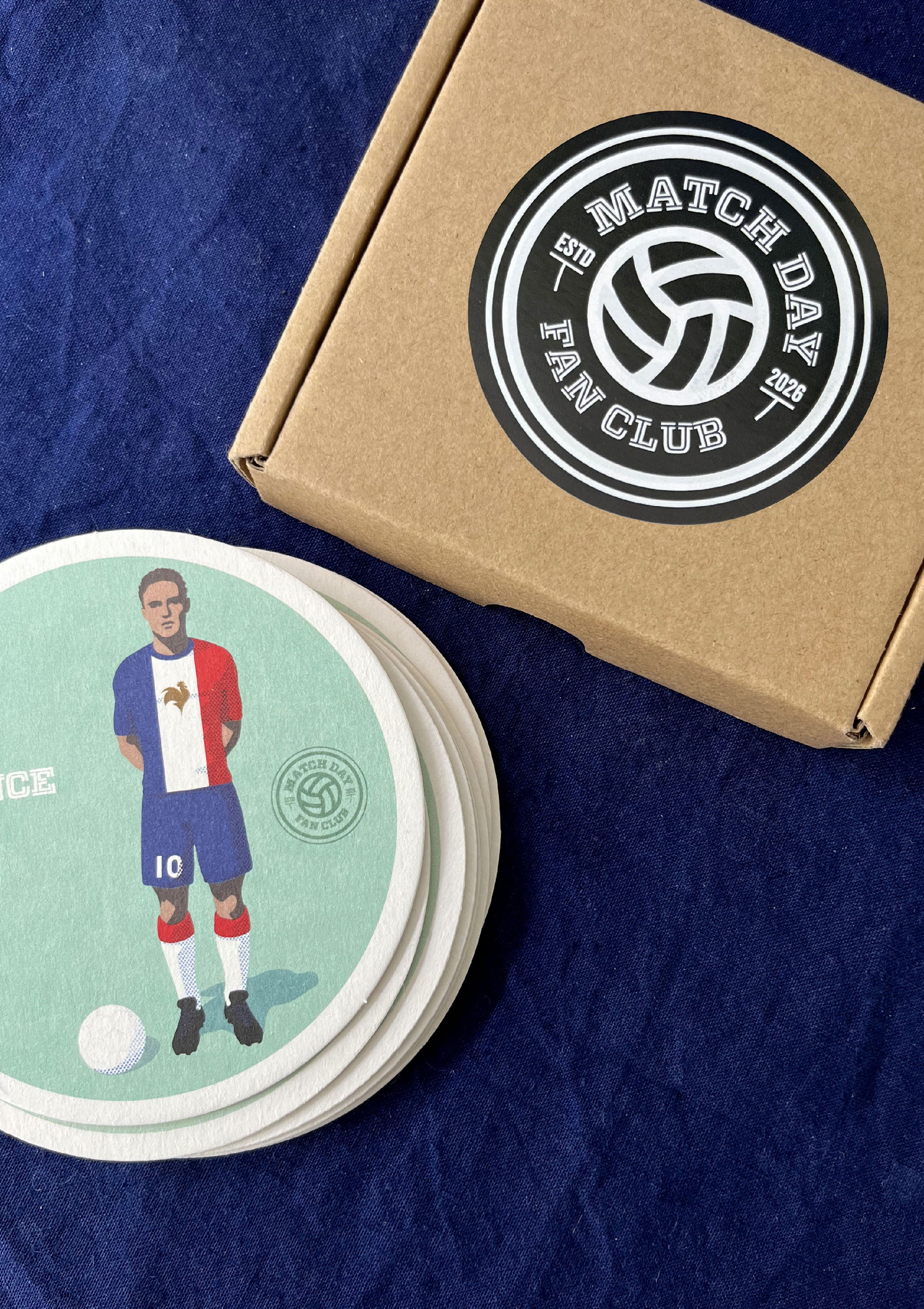 Set de sous-bocks Match Day FC Mundial 2026 présenté avec sa boîte.